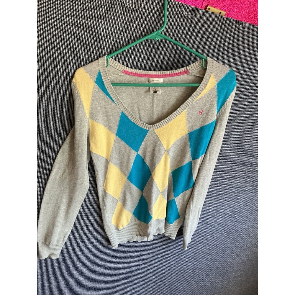 OLD NAVY Pullover Sweater Long sleeve V NECK Size M Preppy Academia 2000s Y2K